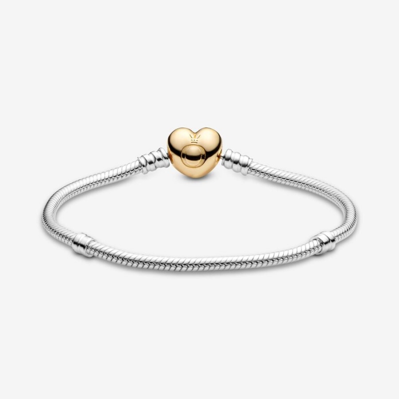 Pandora Moments Heart Clasp Snake Charm Two-tone | 9603712-XF