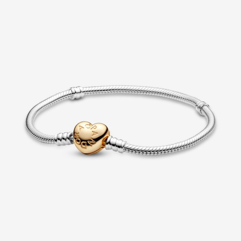 Pandora Moments Heart Clasp Snake Charm Two-tone | 9603712-XF