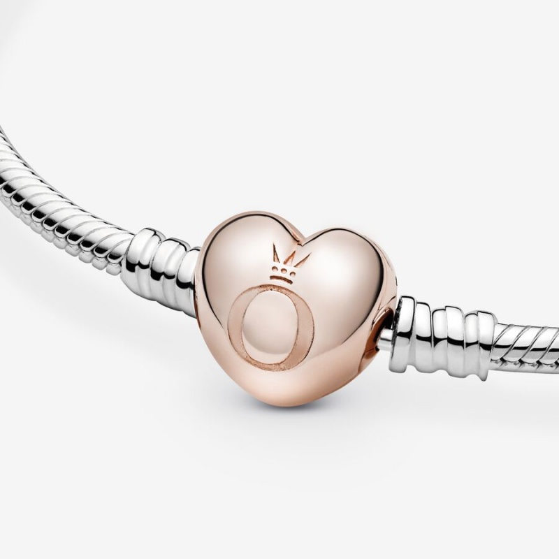 Pandora Moments Heart Clasp Snake Charm Holders Two-tone | 1543627-VB