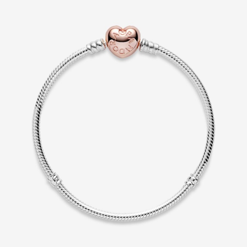 Pandora Moments Heart Clasp Snake Charm Holders Two-tone | 1543627-VB