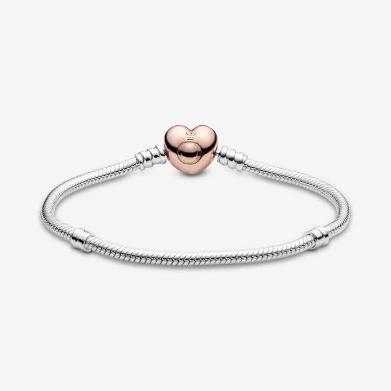 Pandora Moments Heart Clasp Snake Charm Holders Two-tone | 1543627-VB
