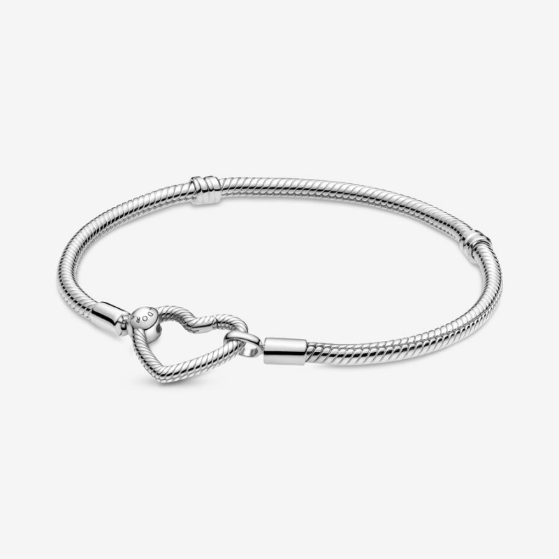 Pandora Moments Heart Closure Snake Charm Holders Silber | 7918430-NR