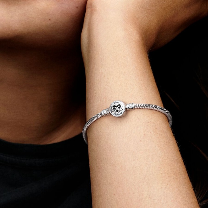 Pandora Moments Heart Infinity Clasp Snake Charm Holders Silber | 4397256-PF