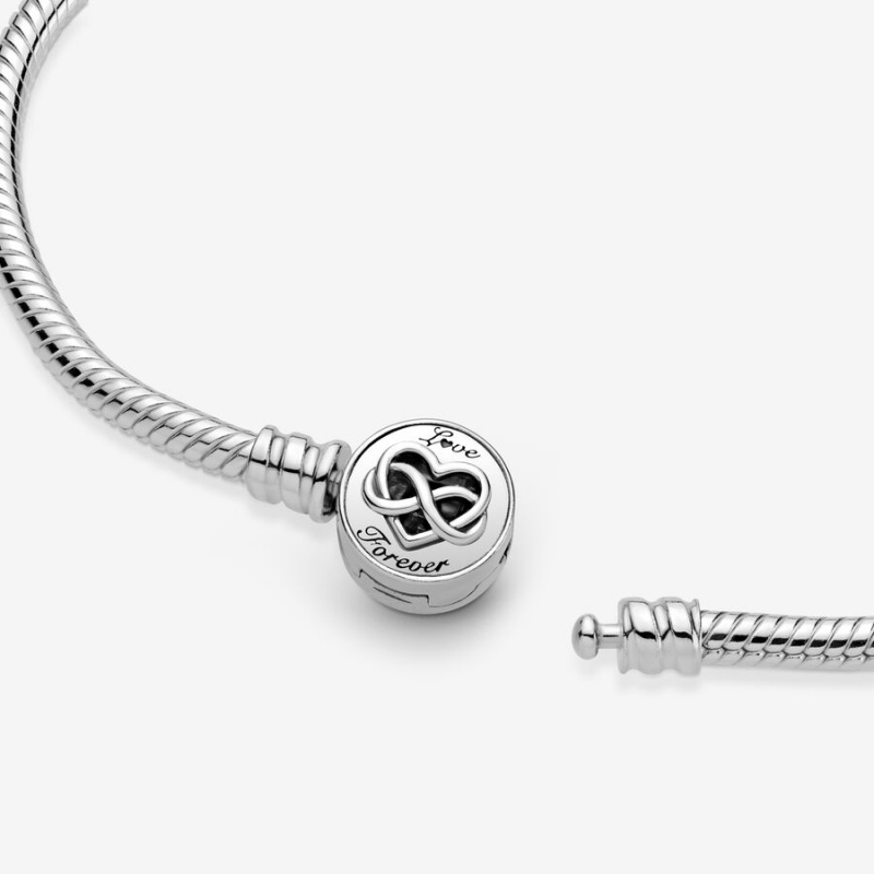 Pandora Moments Heart Infinity Clasp Snake Charm Holders Silber | 4397256-PF