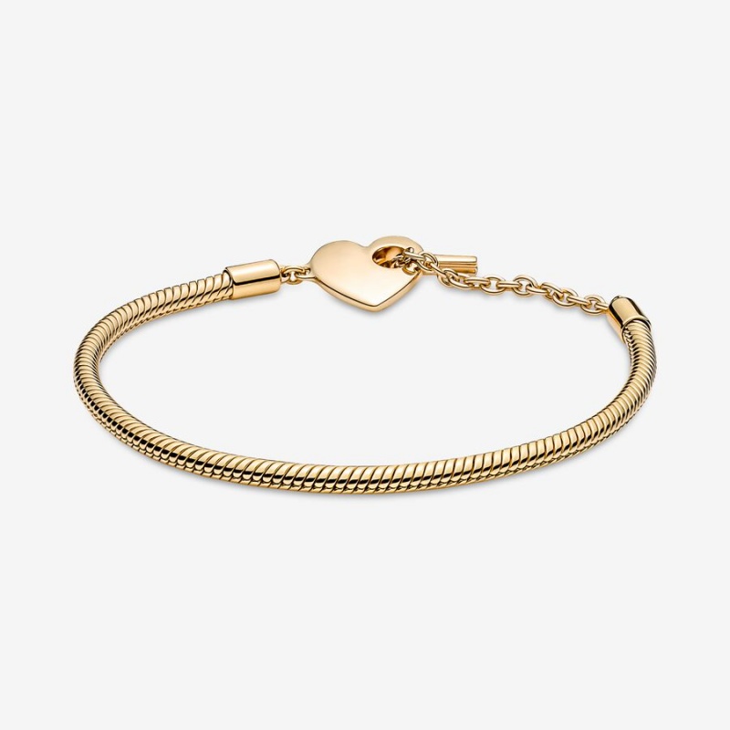 Pandora Moments Heart T-Bar Snake Charm Holders Gold | 1053467-KH
