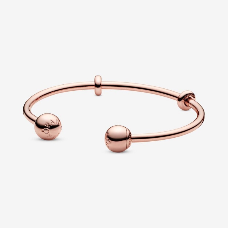 Pandora Moments Open Bangle Charm Holders Rosa Gold | 1724609-YM