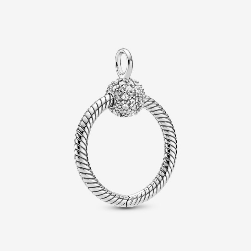 Pandora Moments Small Pavé O Charm Holders Silber | 0194768-UH