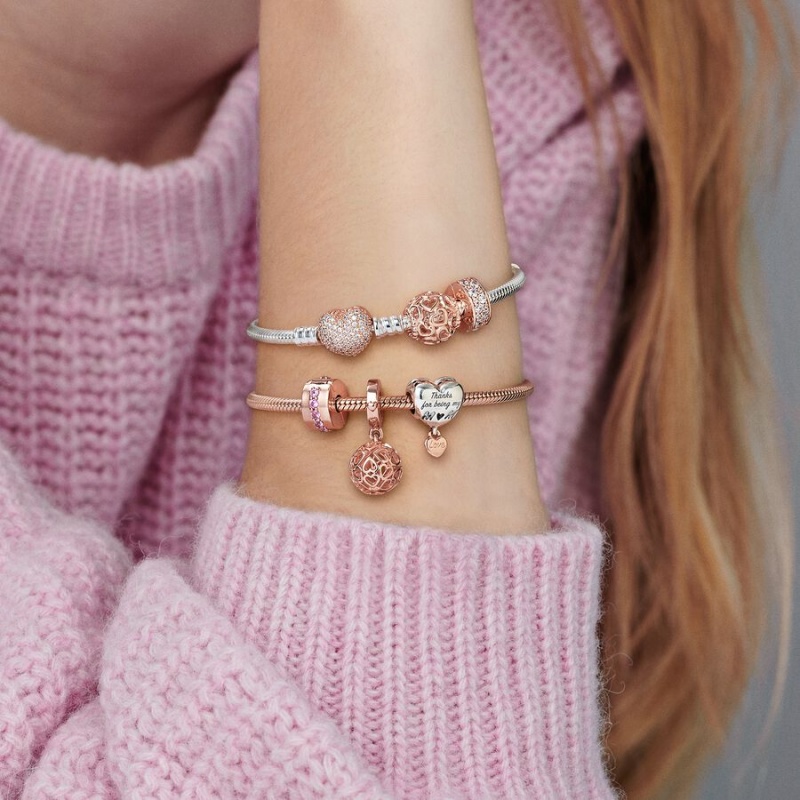 Pandora Moments Snake Charm Holders Rosa Gold | 9583147-OZ