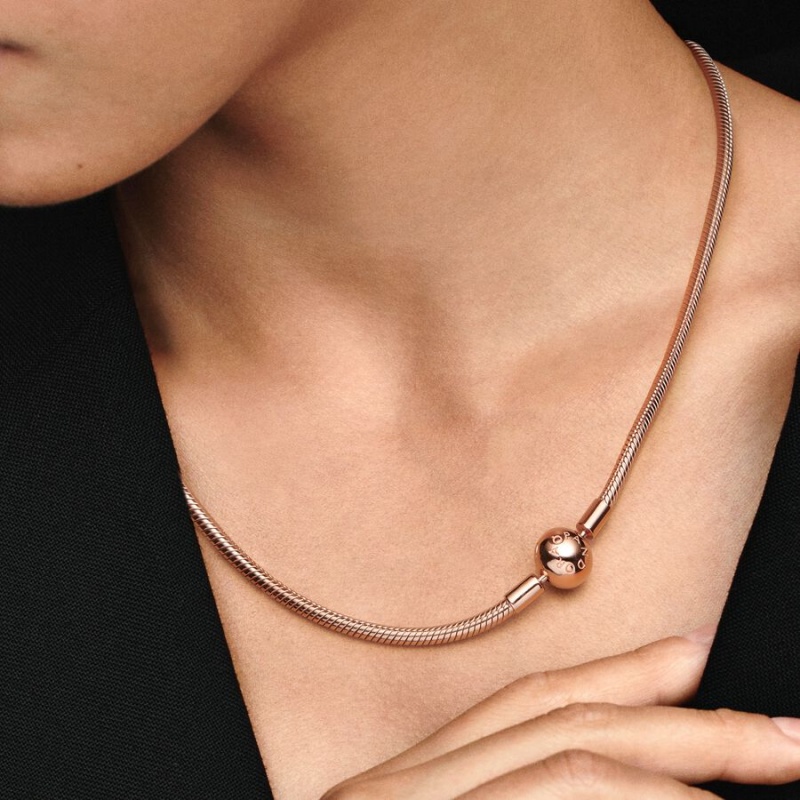 Pandora Moments Snake Halsketten Rosa Gold | 9043157-JA