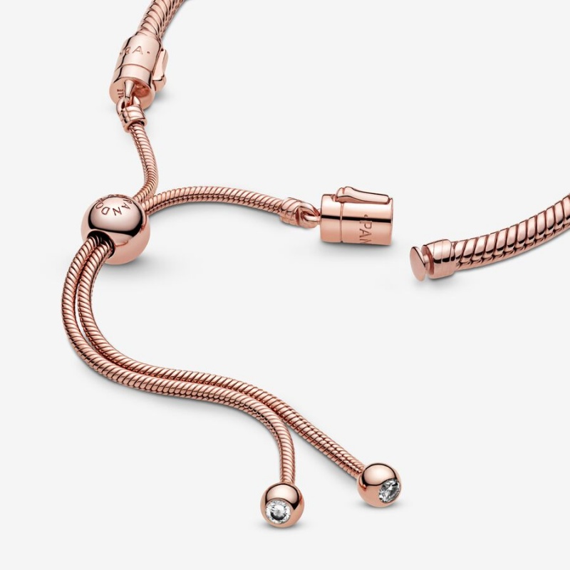 Pandora Moments Snake Slider Charm Holders Rosa Gold | 3517204-DK