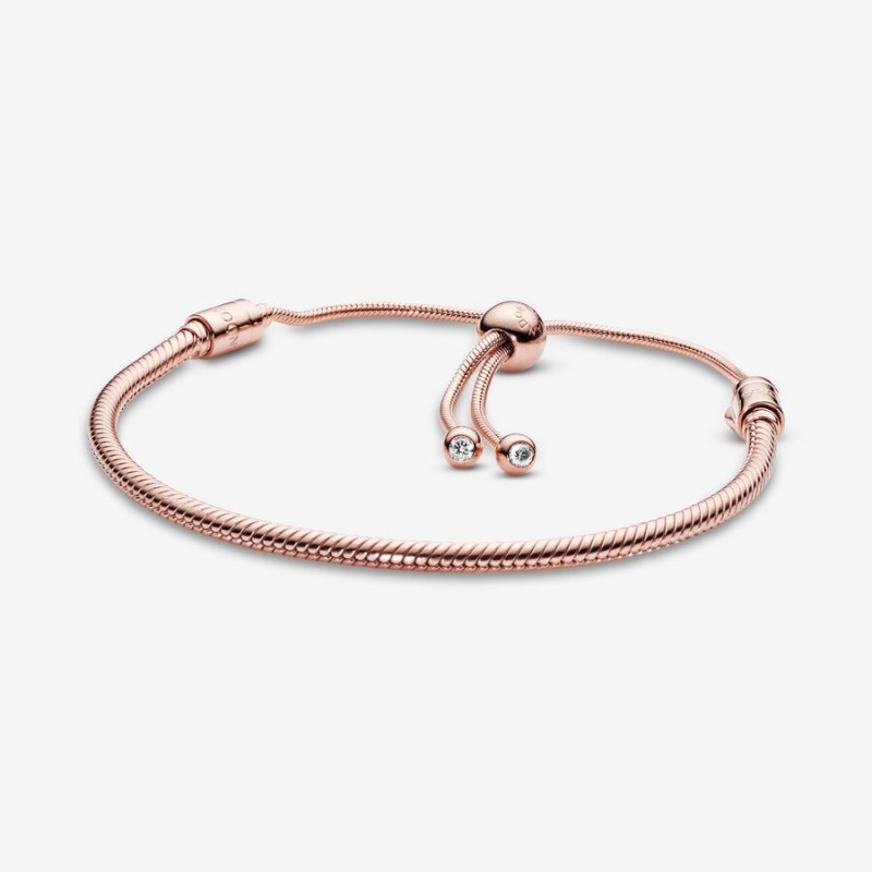 Pandora Moments Snake Slider Charm Holders Rosa Gold | 3517204-DK