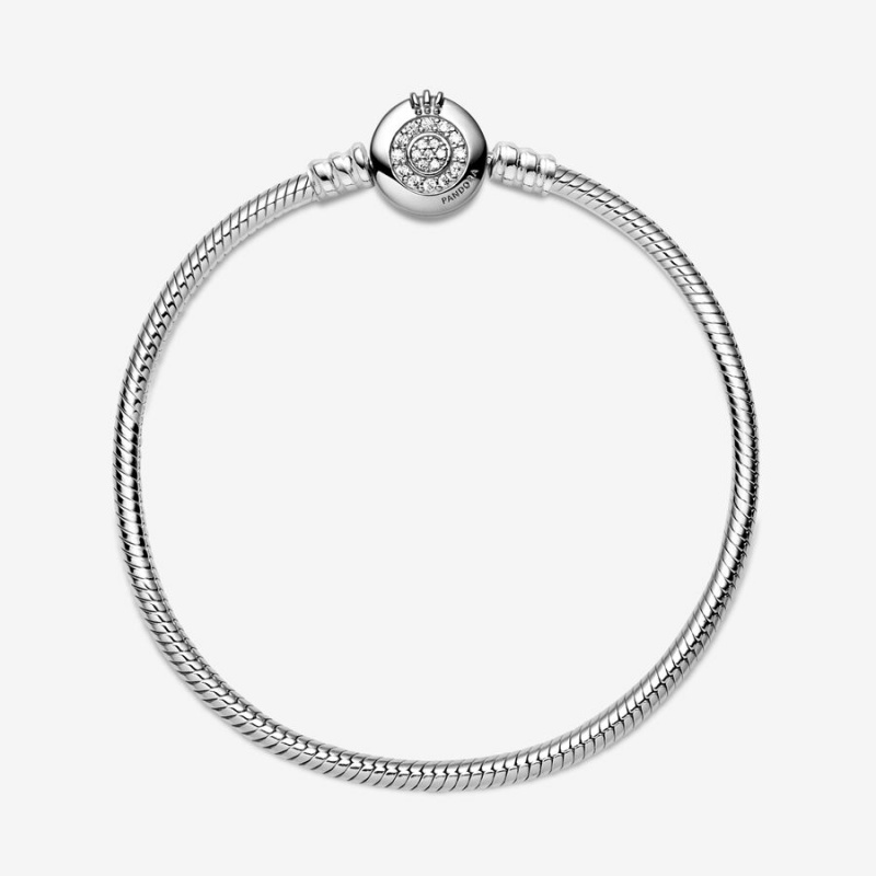 Pandora Moments Sparkling Crown O Snake Charm Silber | 0197852-TE