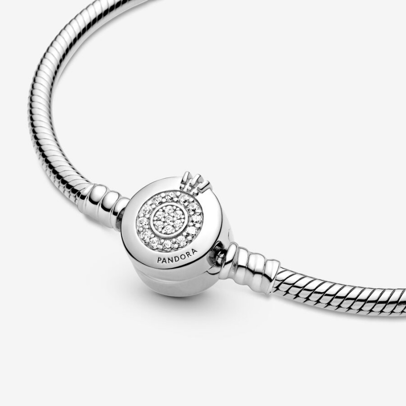 Pandora Moments Sparkling Crown O Snake Charm Silber | 0197852-TE