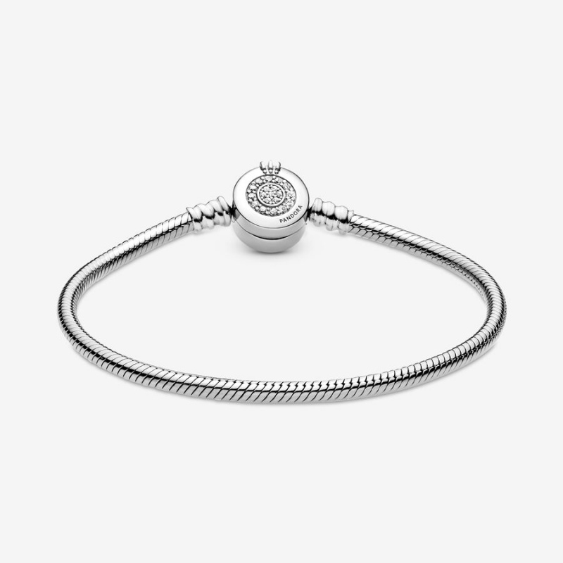 Pandora Moments Sparkling Crown O Snake Charm Silber | 0197852-TE