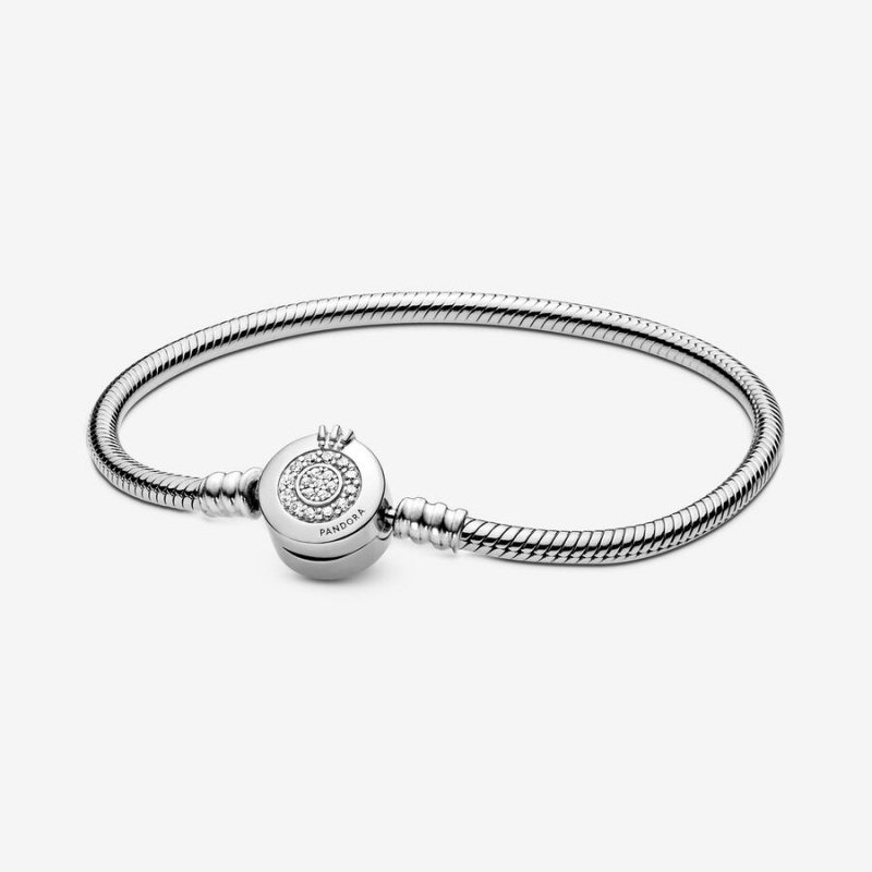 Pandora Moments Sparkling Crown O Snake Charm Silber | 0197852-TE