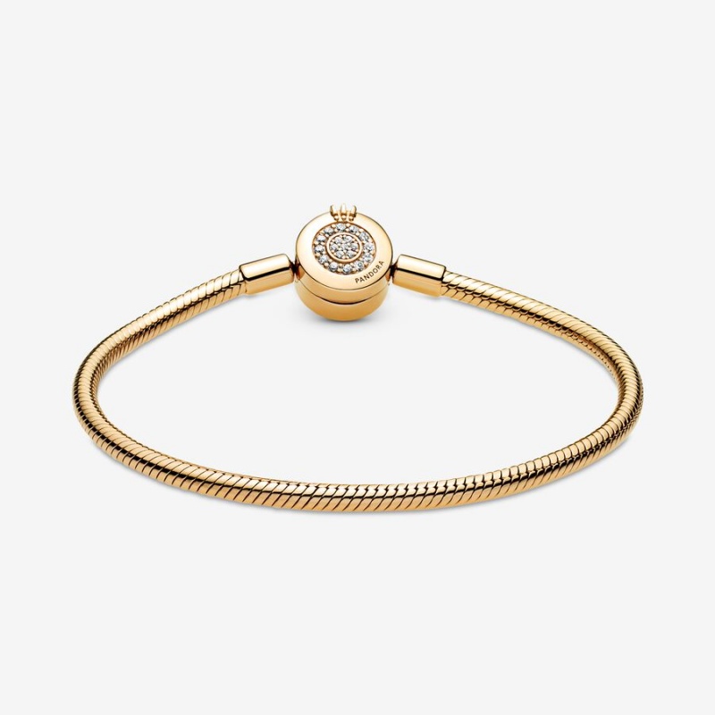 Pandora Moments Sparkling Crown O Snake Charm Holders Gold | 6173209-EH