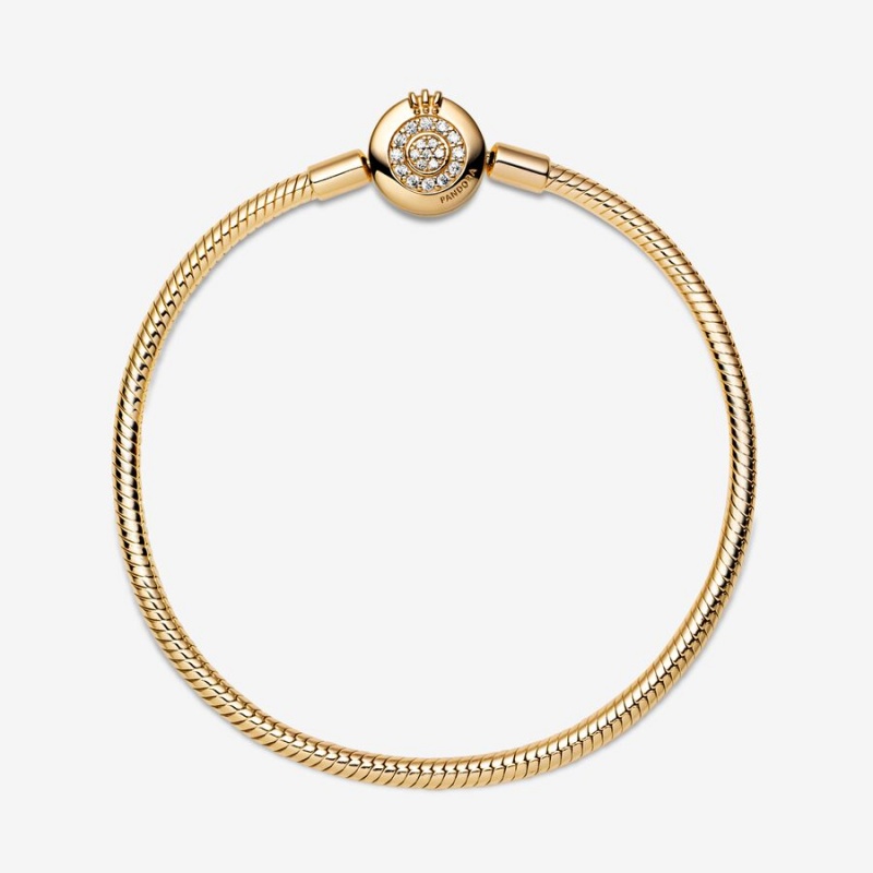 Pandora Moments Sparkling Crown O Snake Charm Holders Gold | 6173209-EH