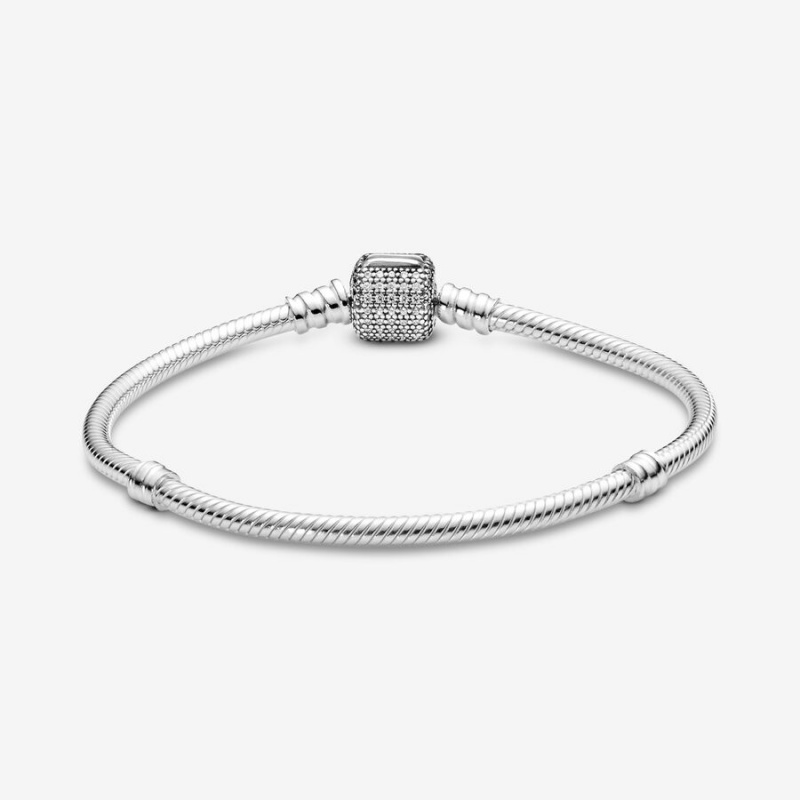 Pandora Moments Sparkling Pavé Clasp Snake Charm Silber | 2513094-WR