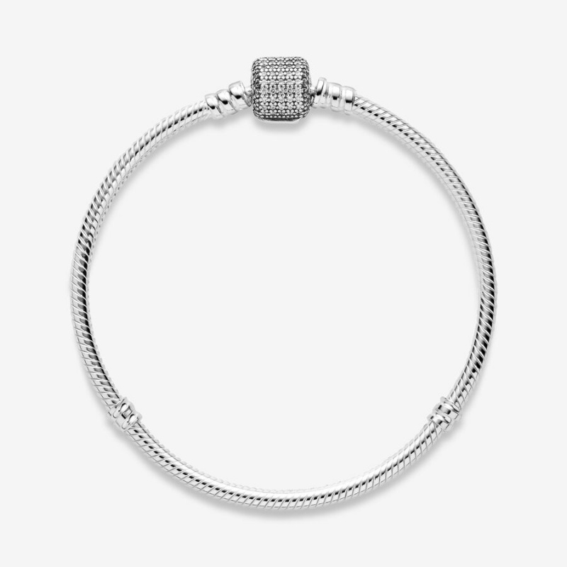 Pandora Moments Sparkling Pavé Clasp Snake Charm Silber | 2513094-WR