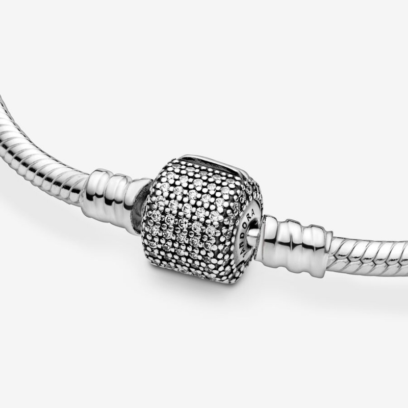 Pandora Moments Sparkling Pavé Clasp Snake Charm Silber | 2513094-WR