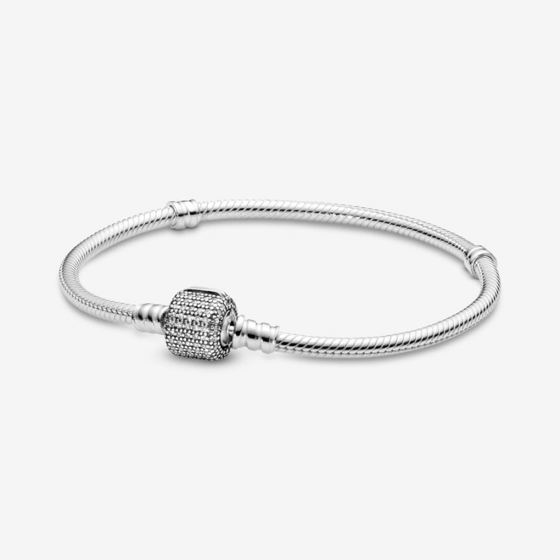 Pandora Moments Sparkling Pavé Clasp Snake Charm Silber | 2513094-WR