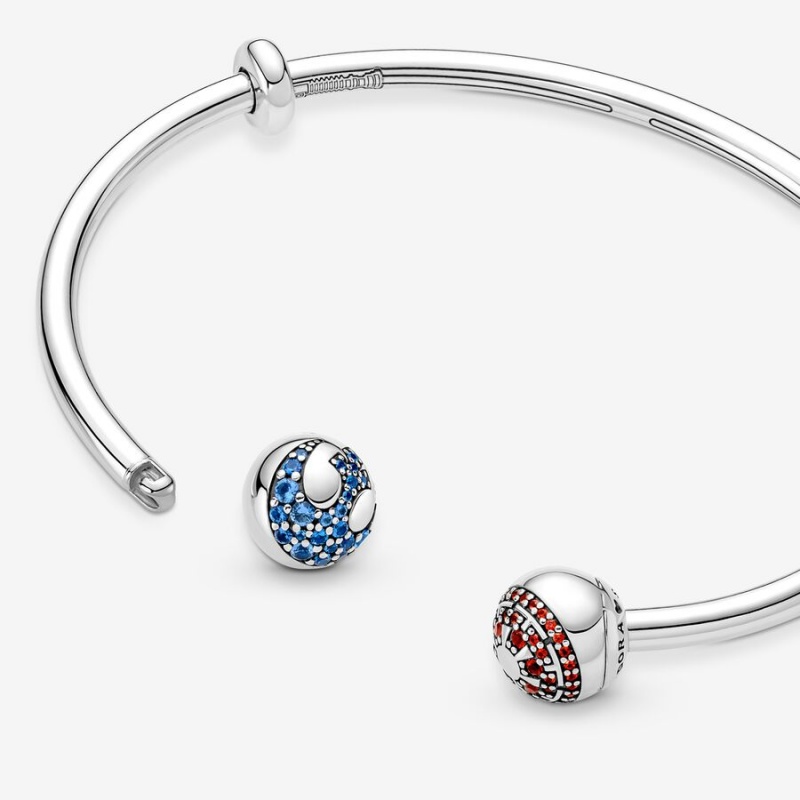 Pandora Moments Star Wars™ Light & Dark Side Logo Open Bangle Charm Holders Silber | 2639075-GT