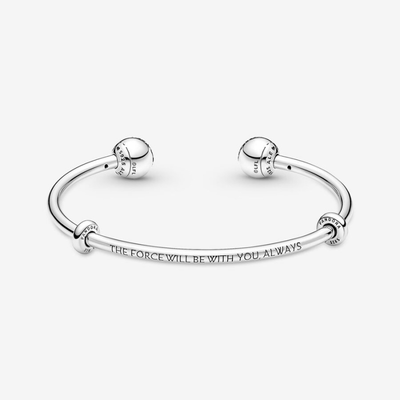 Pandora Moments Star Wars™ Light & Dark Side Logo Open Bangle Charm Holders Silber | 2639075-GT