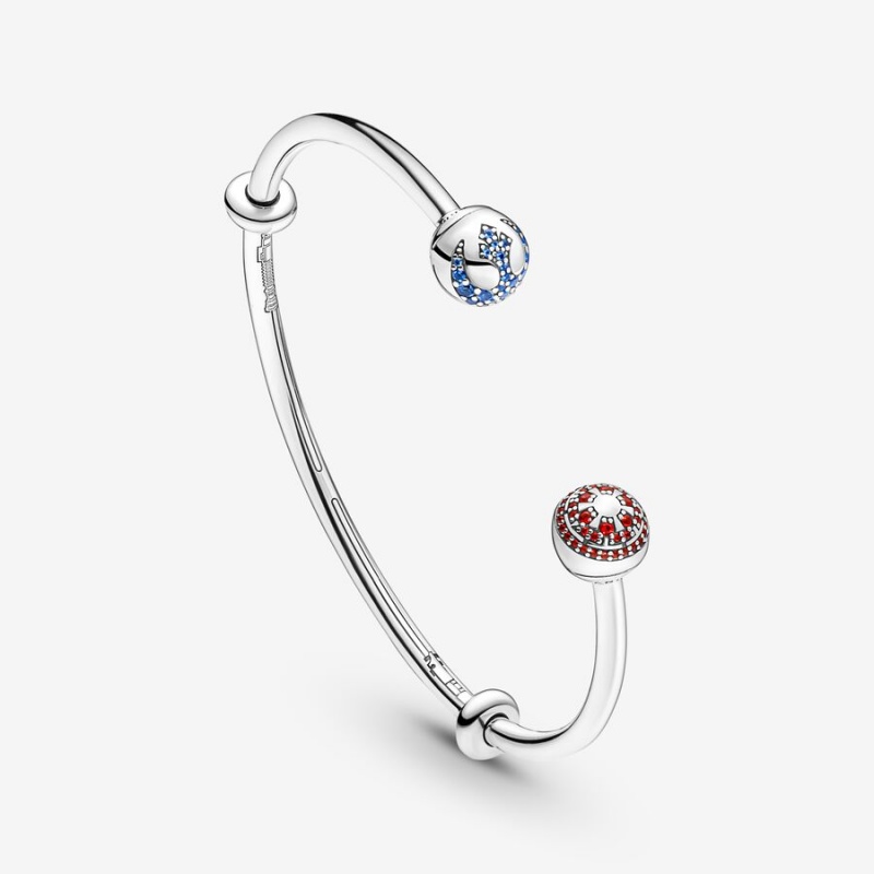 Pandora Moments Star Wars™ Light & Dark Side Logo Open Bangle Charm Holders Silber | 2639075-GT