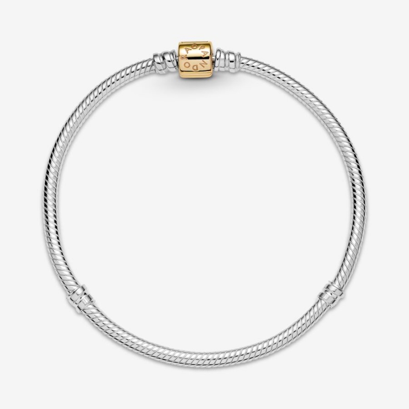 Pandora Moments Two-tone Barrel Clasp Snake Charm Holders Two-tone | 2804597-SH
