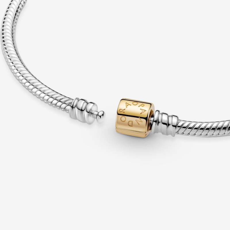 Pandora Moments Two-tone Barrel Clasp Snake Charm Holders Two-tone | 2804597-SH