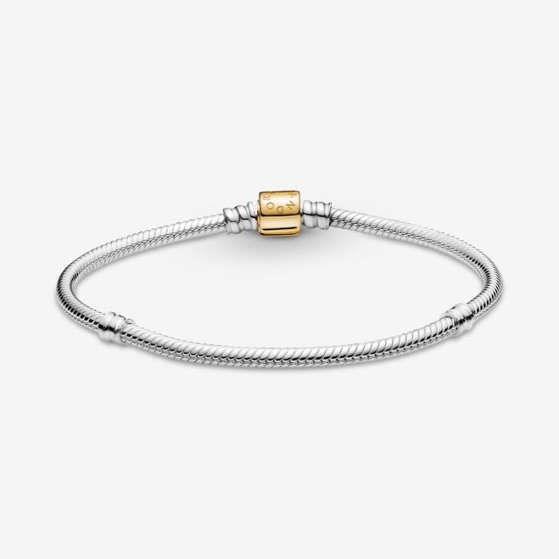 Pandora Moments Two-tone Barrel Clasp Snake Charm Holders Two-tone | 2804597-SH