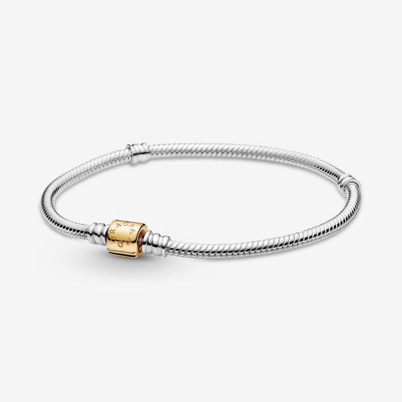 Pandora Moments Two-tone Barrel Clasp Snake Charm Holders Two-tone | 2804597-SH