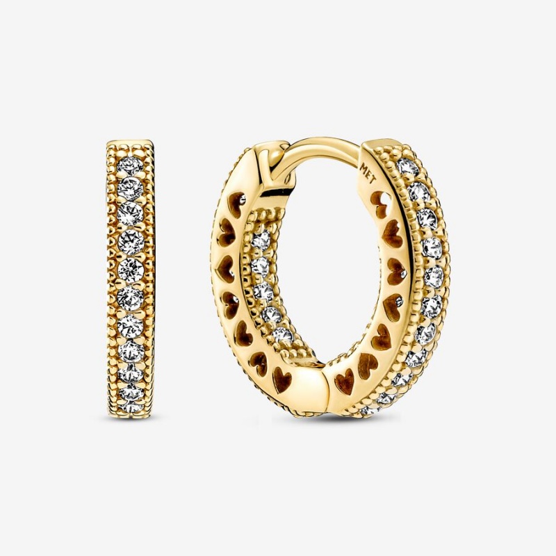 Pandora Pavé Heart Creolen Gold | 7059164-UX