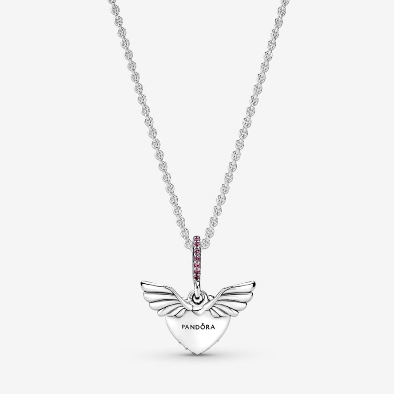 Pandora Pavé Heart & Angel Wings Kette mit Anhänger Silber | 9651874-WT