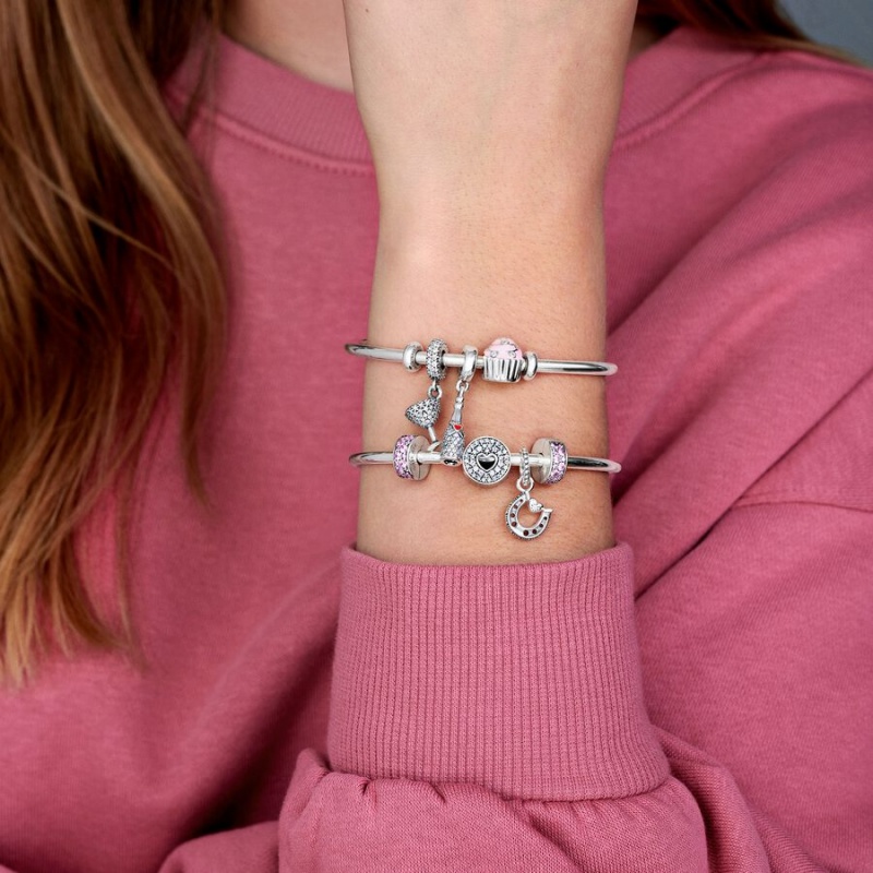 Pandora Pink Pavé Clip Klammern Silber | 1839674-FS
