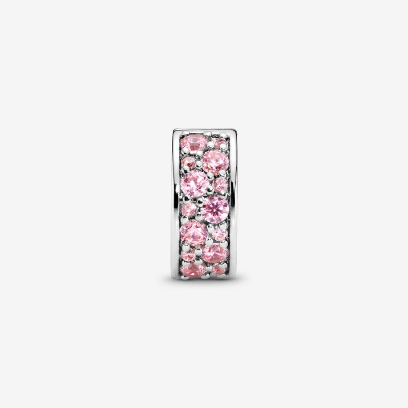 Pandora Pink Pavé Clip Klammern Silber | 1839674-FS