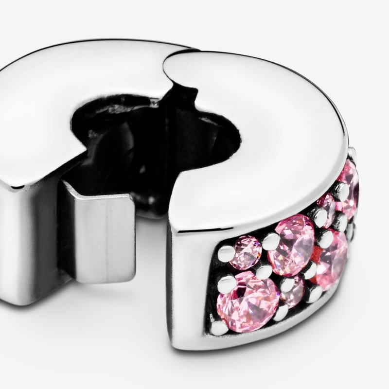 Pandora Pink Pavé Clip Klammern Silber | 1839674-FS