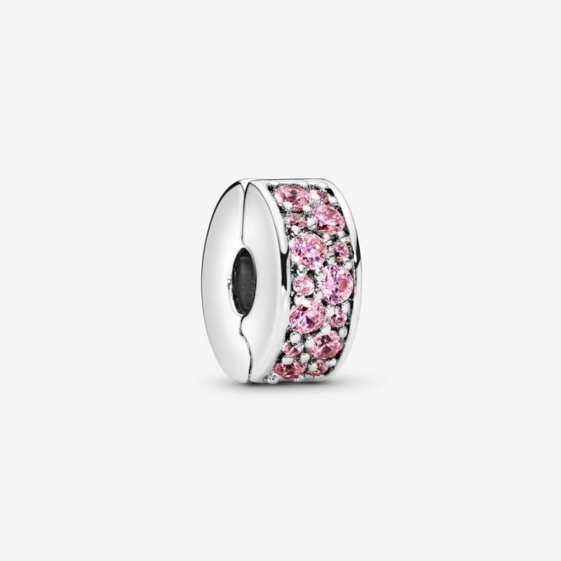 Pandora Pink Pavé Clip Klammern Silber | 1839674-FS
