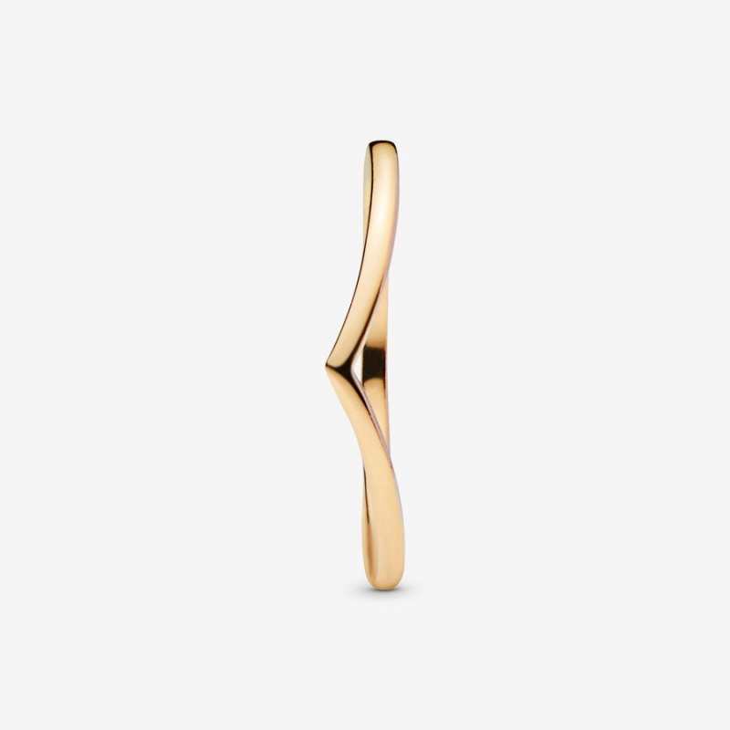 Pandora Polished Wishbone Stapelbar Gold | ADZ-217043