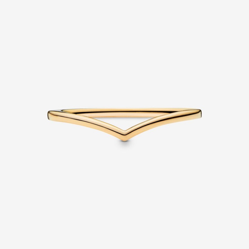 Pandora Polished Wishbone Stapelbar Gold | ADZ-217043