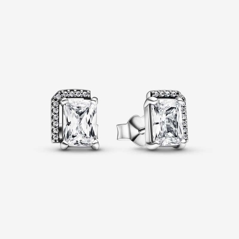Pandora Rectangular Sparkling Halos Ohrstecker Silber | 9712380-EZ