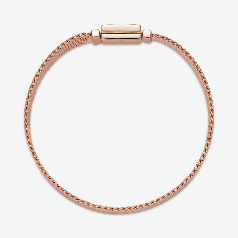 Pandora Reflexions Long Clasp Pavé Charm Holders Rosa Gold | 3178465-SI