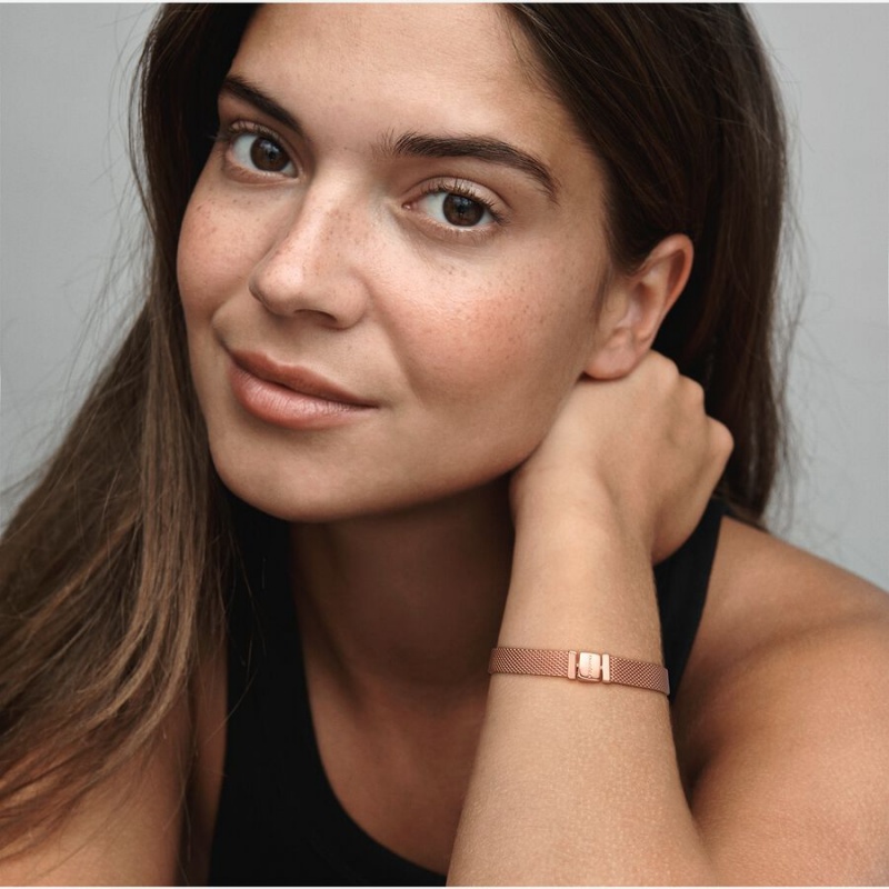 Pandora Reflexions™ Mesh Charm Holders Rosa Gold | 4738091-XO