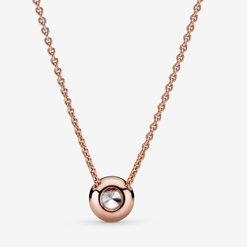 Pandora Round Sparkle Halo Halsketten Rosa Gold | 3087461-RI