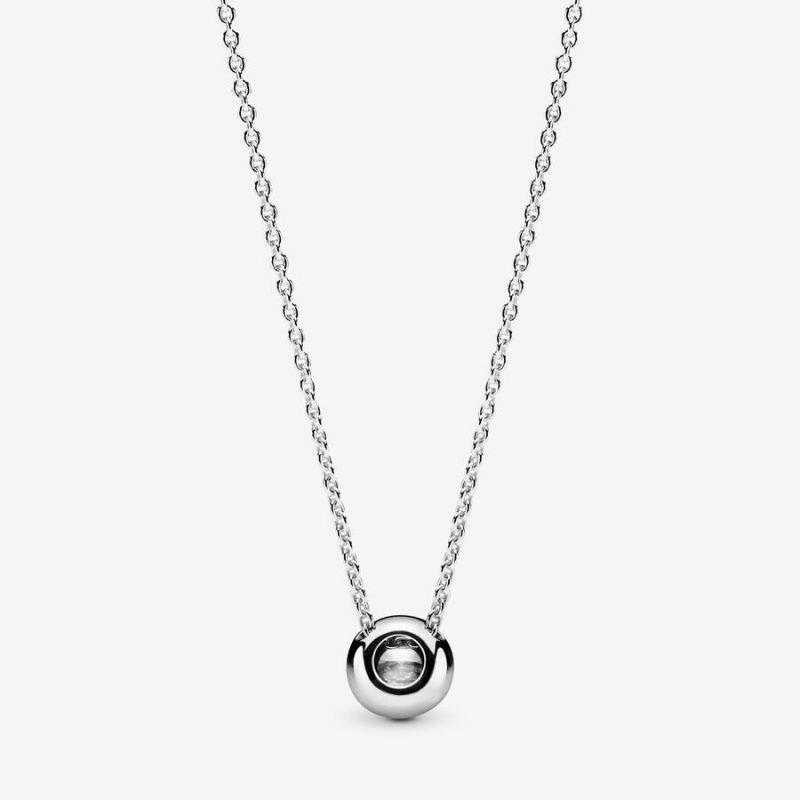 Pandora Round Sparkle Halo Halsketten Silber | 3407856-AP
