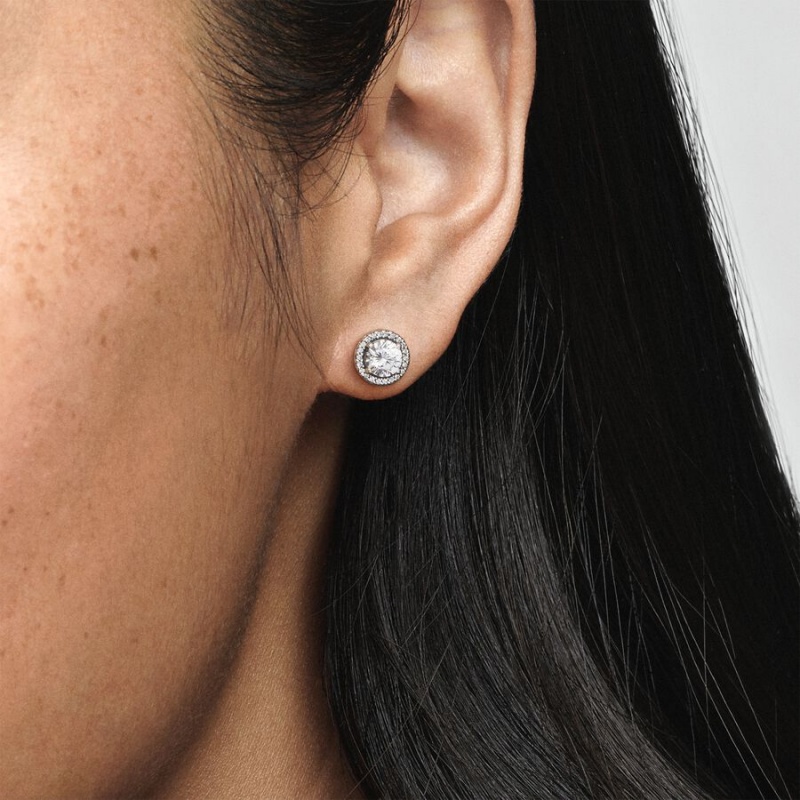 Pandora Round Sparkles Ohrstecker Silber | 3716498-XD