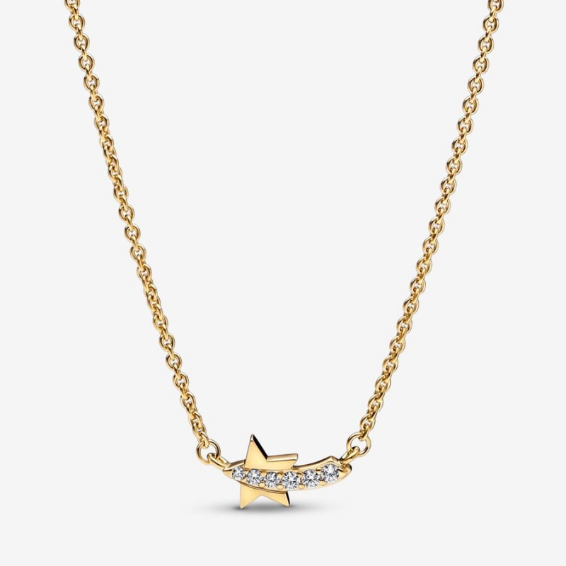 Pandora Shooting Star Pavé Collier Kette mit Anhänger Gold | PAV-730614
