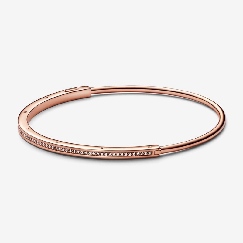Pandora Signature I-D Pavé Bangle Armreifen Rosa Gold | 2589631-PH