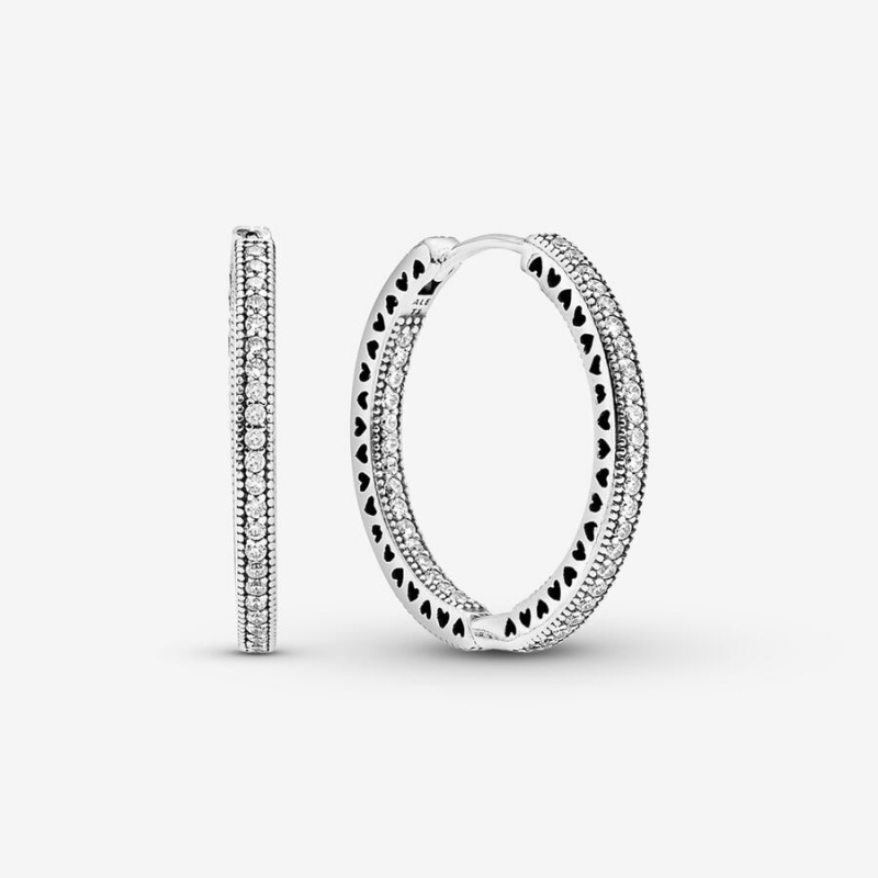 Pandora Sparkle and Hearts Creolen Silber | 7136042-XZ