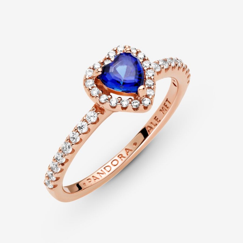 Pandora Sparkling Blue Elevated Halo Rosa Gold | WFJ-251704